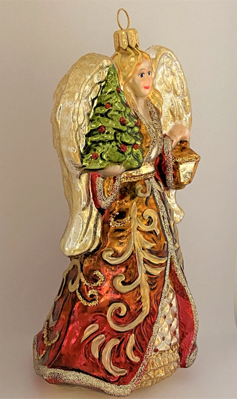 Engel mit Christbaum und Laterne
