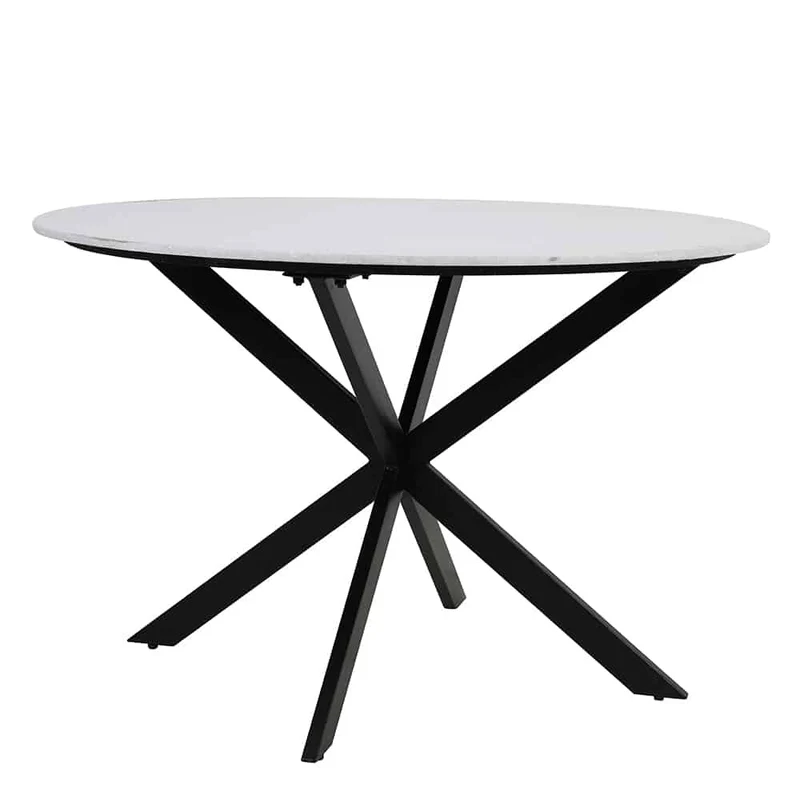 Esstisch TOMOCHI Marmor weiß schwarz Ø120x78 cm