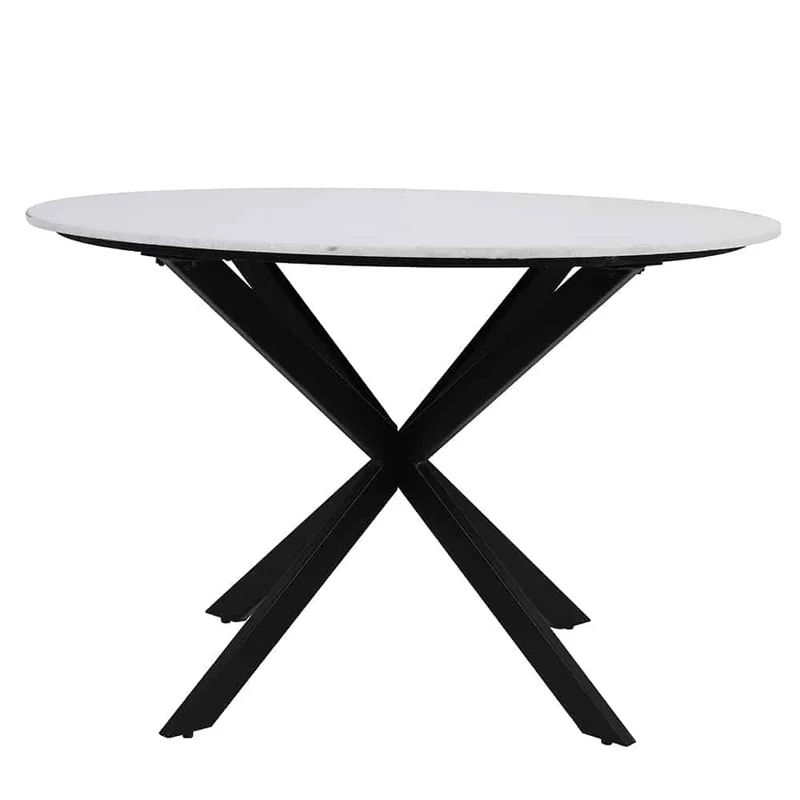 Esstisch TOMOCHI Marmor weiß schwarz Ø120x78 cm