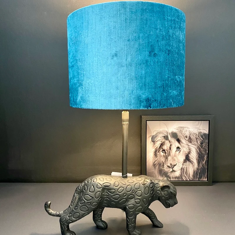 Tischlampe PANTHER + Samt petrol
