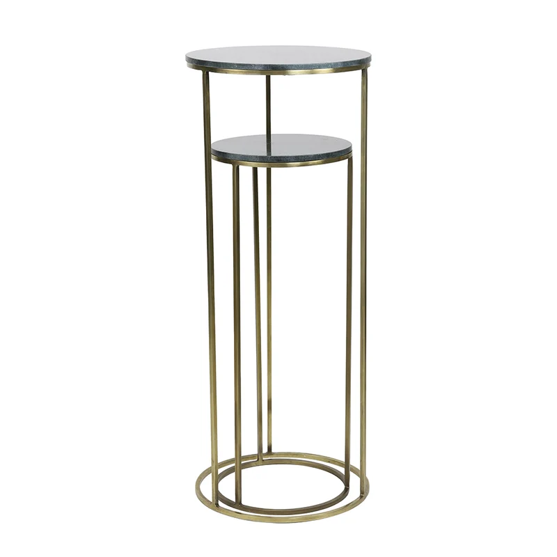 Säule RICARDO grün Marmor + antik bronze 2er Set