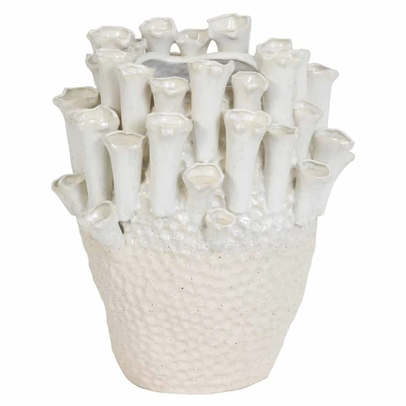 Vase KYRAL perliger Schimmer, creme, weiss- 27,5x27,5cm
