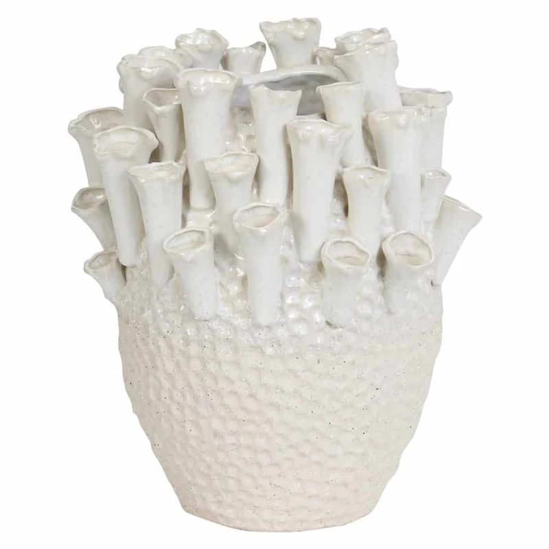 Vase KYRAL perliger Schimmer, creme, weiss- 27,5x27,5cm