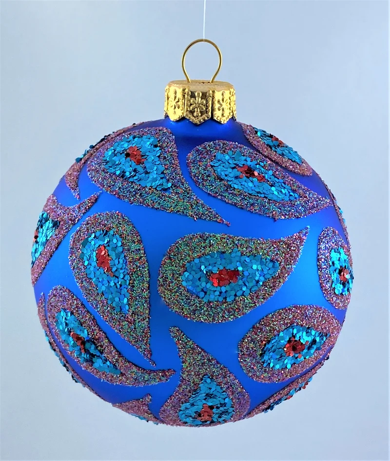 Kugel Preussischblau mit Paisley-Muster