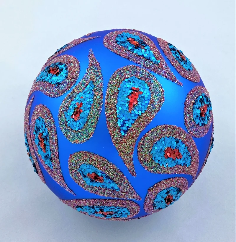 Kugel Preussischblau mit Paisley-Muster