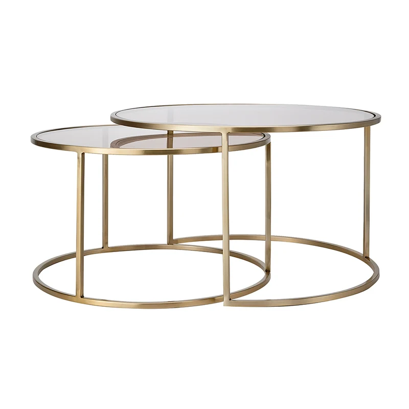 Couchtisch DUARTE Gold Glas hellbraun 2er-Set