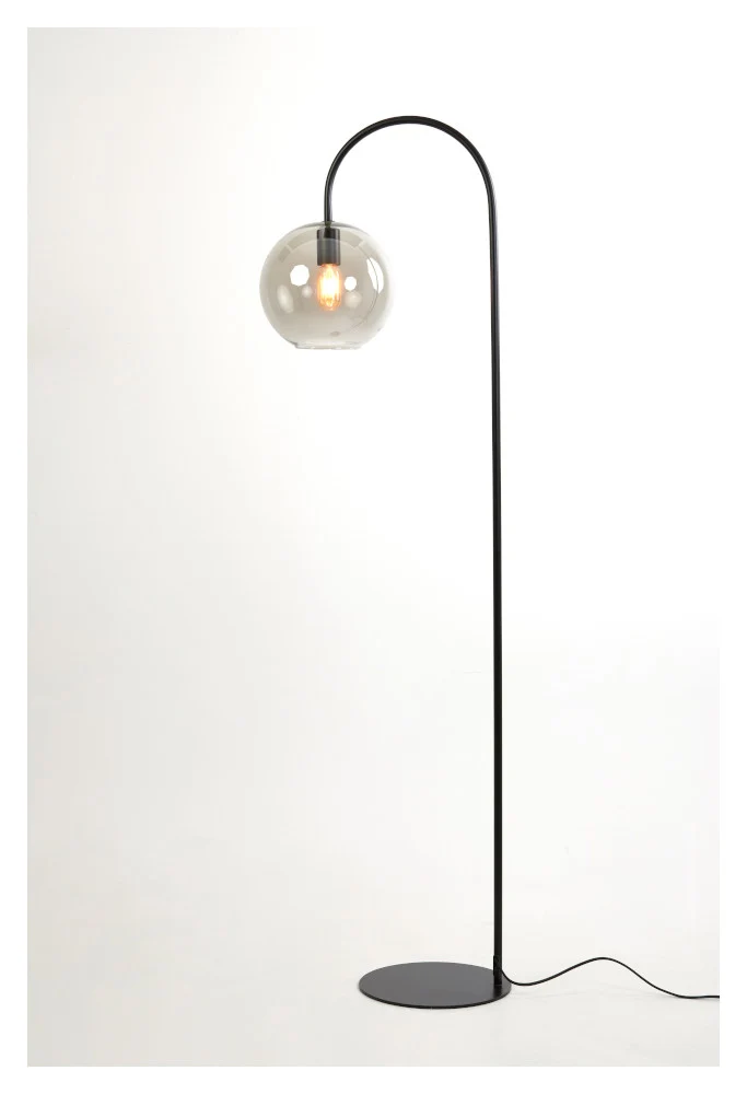 Stehleuchte SUBAR 45x28x158cm matt schwarz-grau Rauchglas