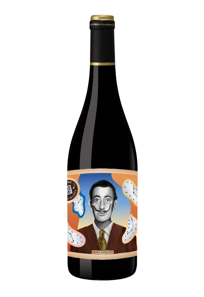 Grafik Werkstatt Weinflasche Rotwein Genuss & Design Salvador Dali