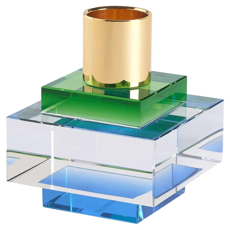 Kerzenhalter DIOPTICS Kristallglas grün Ø6x7cm