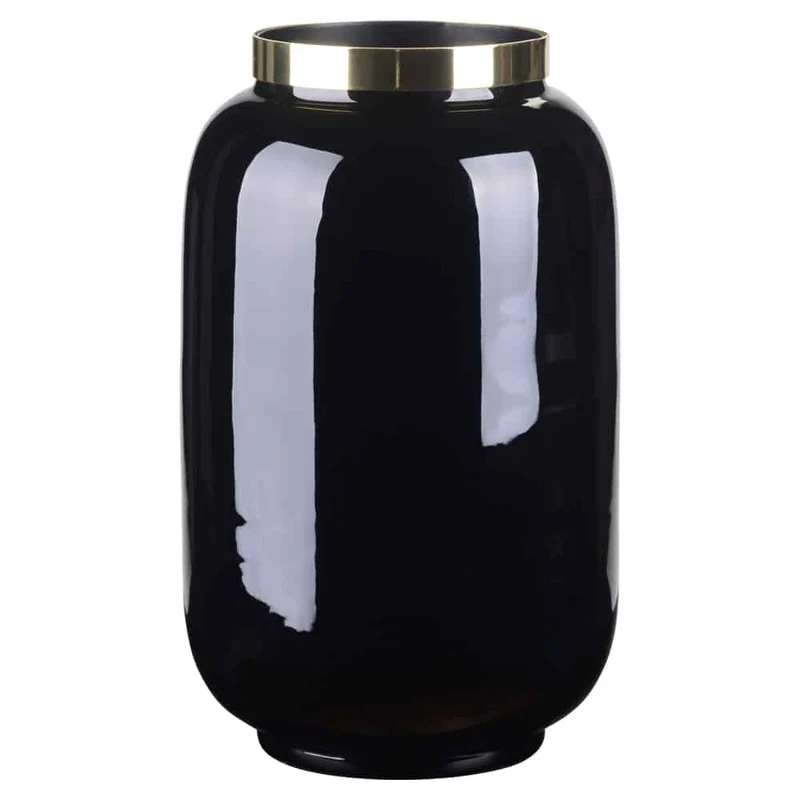 Vase SAIGON schwarz mit Metallring Ø14x20cm