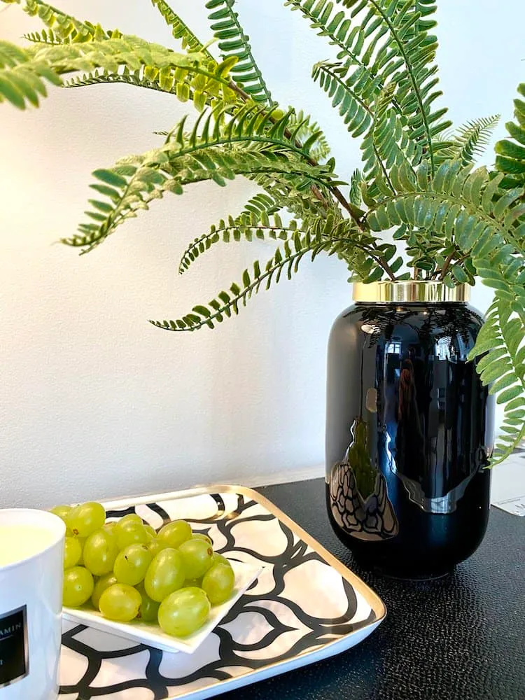 Vase SAIGON schwarz mit Metallring Ø14x20cm