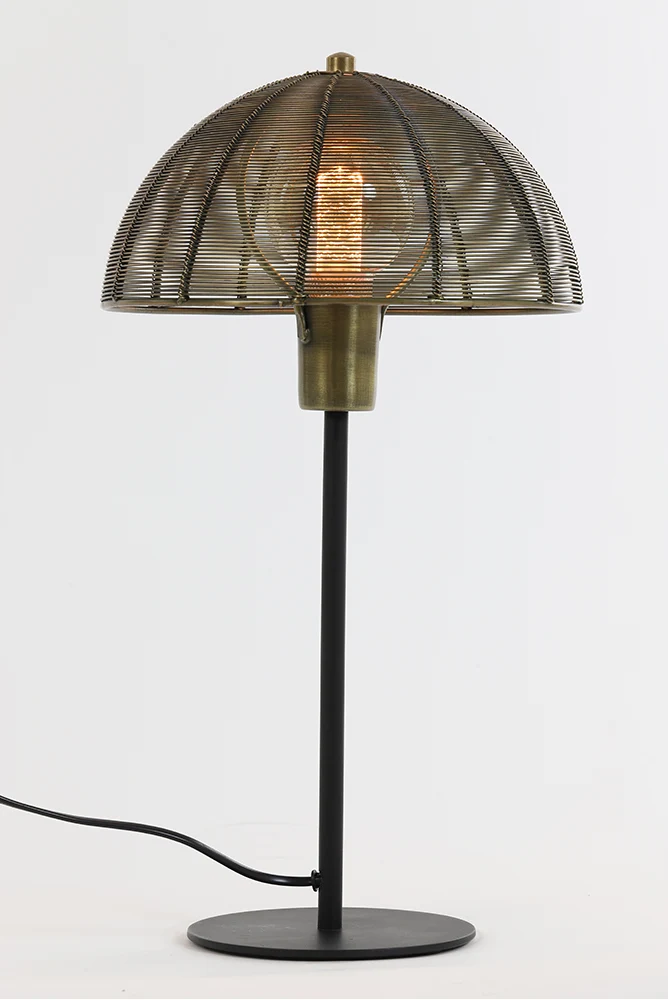 Tischleuchte KLOBU antik bronze + matt schwarz Ø35x45 cm