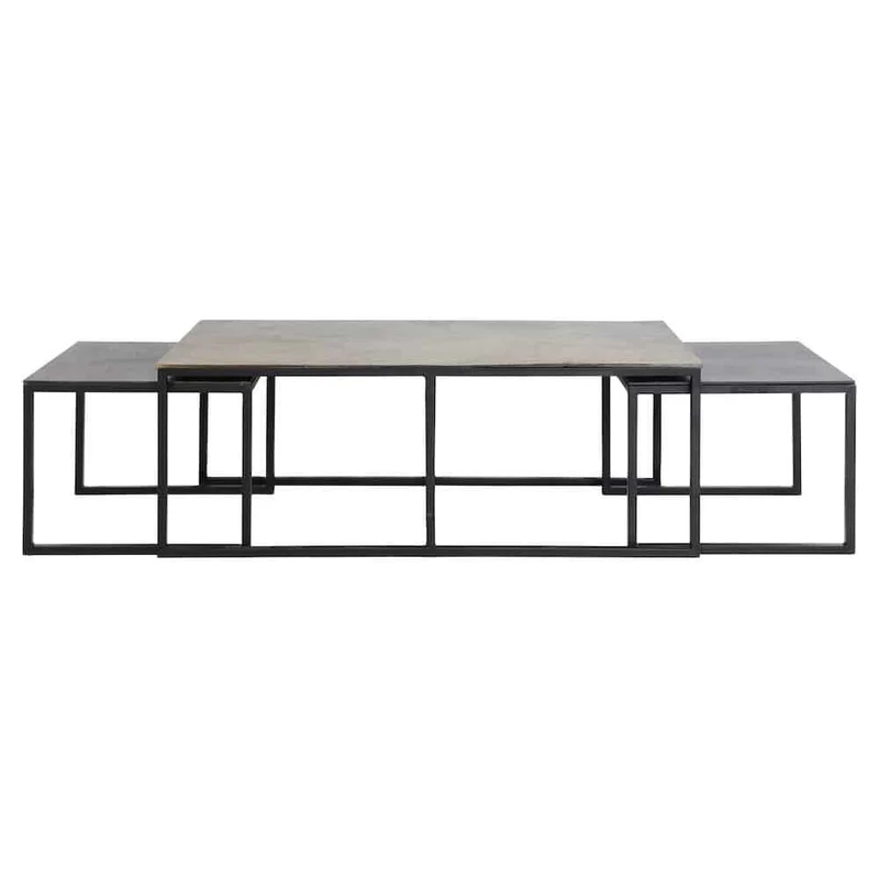 Couchtisch KUMALU bronze antik 3er-Set 120x60x45 cm