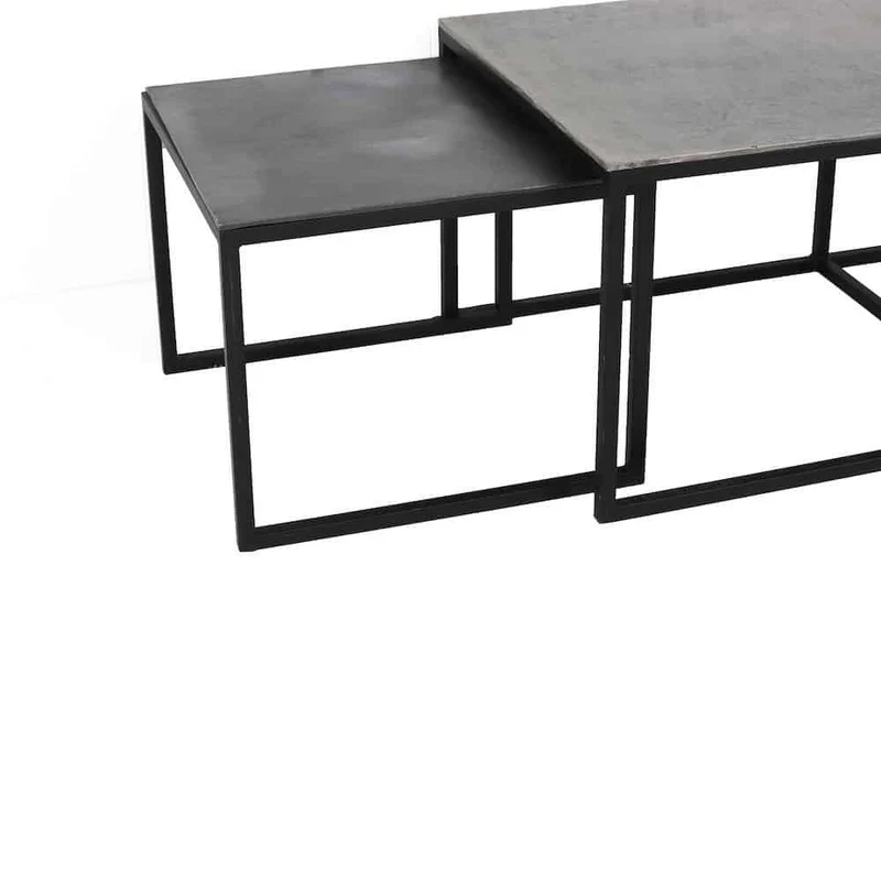 Couchtisch KUMALU antik Zinn-antik lot 3er-Set 120x60x45 cm