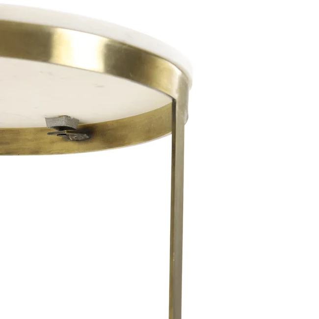 Beistelltisch 2er-Set PERLATO Marmor weiß-antik Bronze
