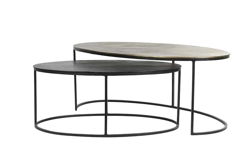 Couchtisch PAXSON - oval antik bronze+dun