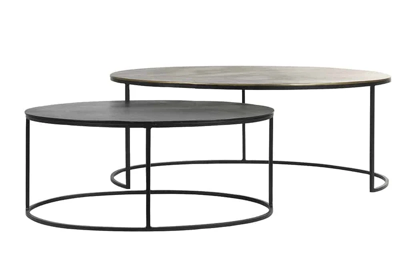 Couchtisch PAXSON - oval antik bronze+dun
