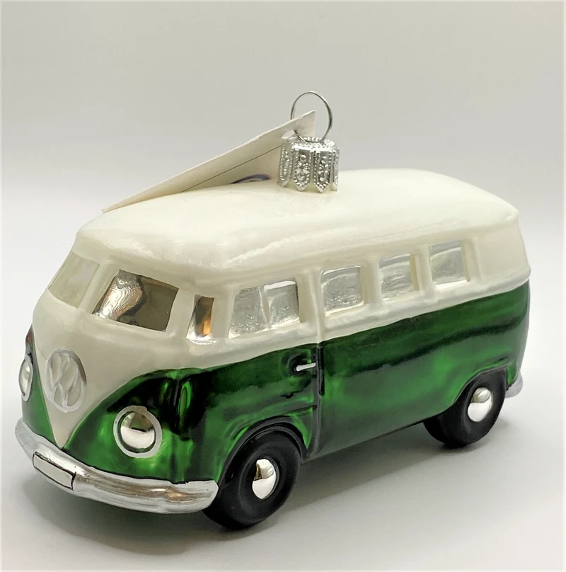 VW-Bus grün mit weissem Dach
