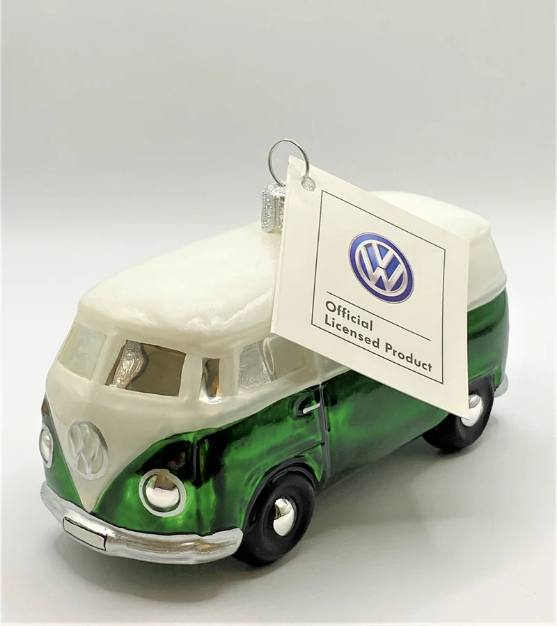 VW-Bus grün mit weissem Dach