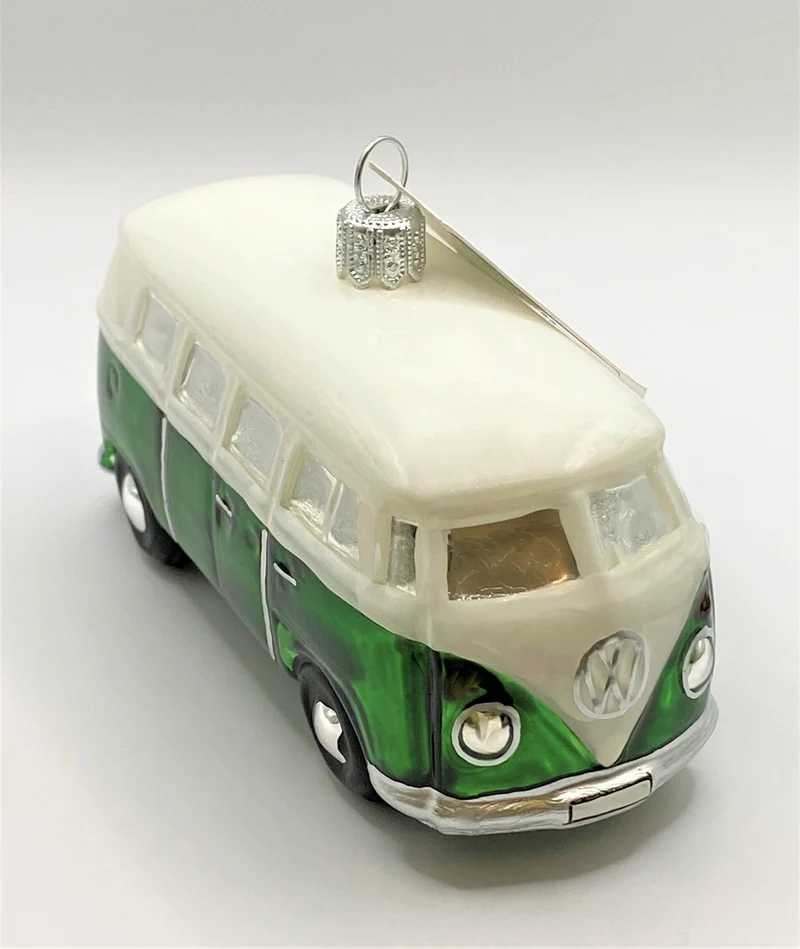 VW-Bus grün mit weissem Dach