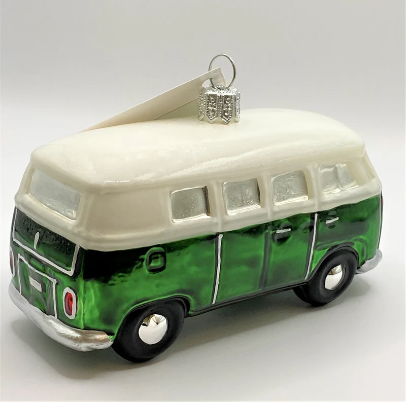 VW-Bus grün mit weissem Dach
