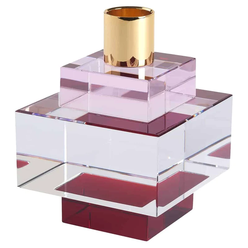 Kerzenhalter DIOPTICS Kristallglas pink Ø8x10,5cm
