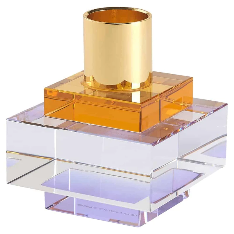 Kerzenhalter DIOPTICS Kristallglas orange Ø6x7cm