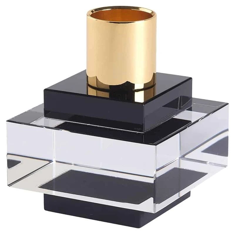 Kerzenhalter DIOPTICS Kristallglas schwarz Ø6x7cm