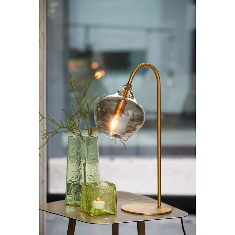 Tischleuchte RAKEL antik messing+smoke 28x17x50,5 cm