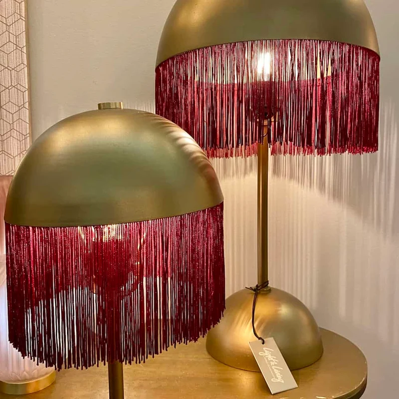 Tischlampe OIVA Bronze burgund rot Ø31x52 cm