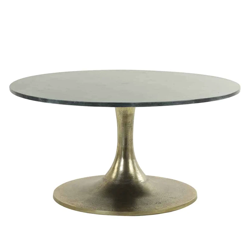 Couchtisch RICKERD grün Marmor + antik bronze Ø76x36 cm