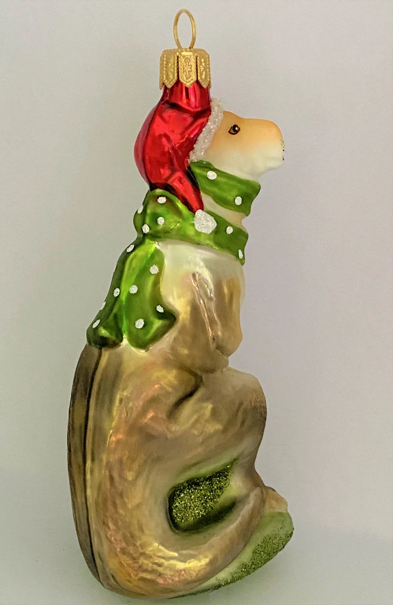 Das Känguru freut sich auf Weihnachten, grüner Schal