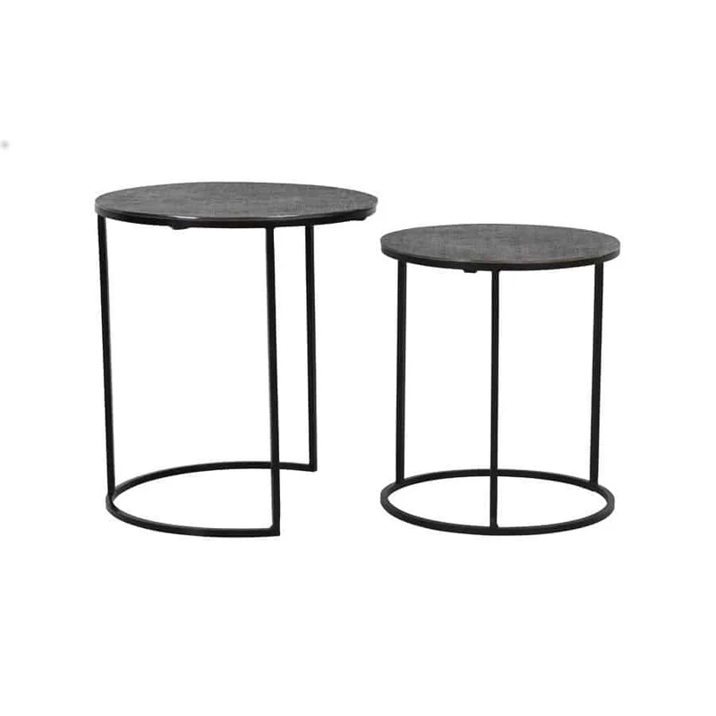 Beistelltisch RENGO Textur schwarz 2er-Set
