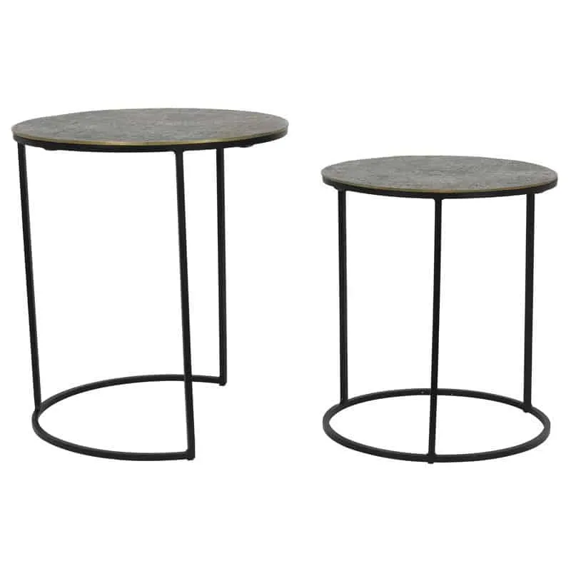 Beistelltisch RENGO Textur antik Bronze 2er-Set