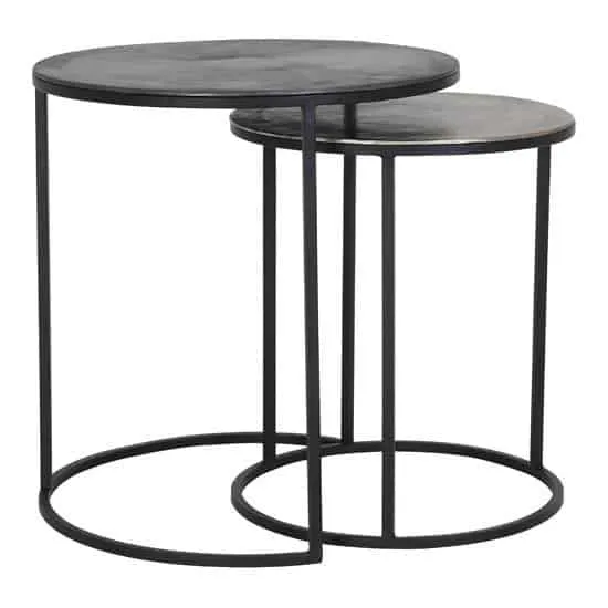 Beistelltisch TALCA - roh BLEI + antik Lea 2er-Set
