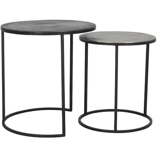 Beistelltisch TALCA - roh BLEI + antik Lea 2er-Set