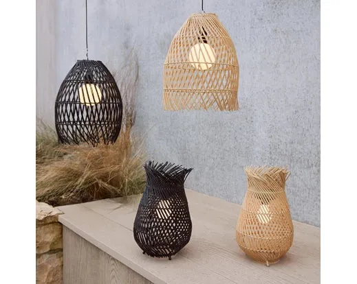 Solar Hängelampe Wicker warmweiß