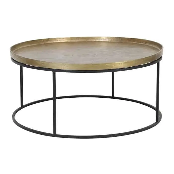 Couchtisch SERENA roh antik bronze+matt schwarz