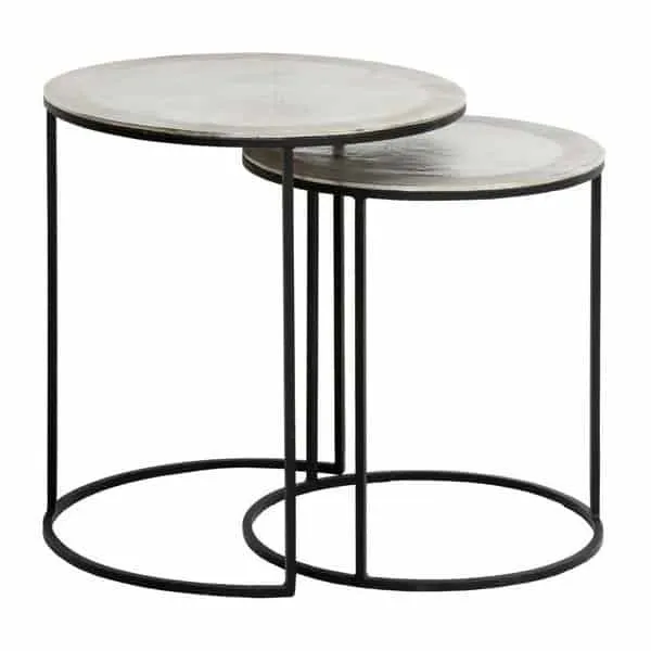 Beistelltisch TALCA - roh Metall silber 2er-Set