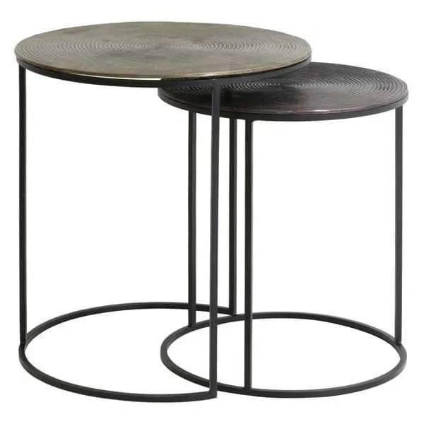Beistelltisch TALCA antik Kupfer + Bronze circ 2er-Set