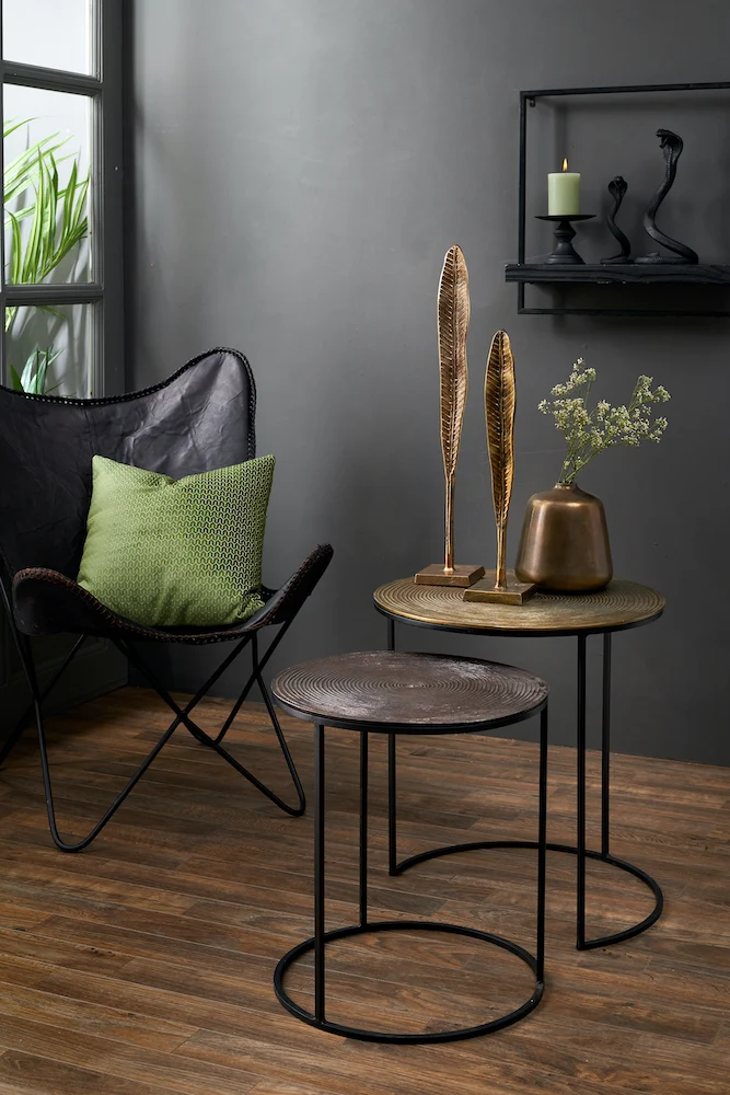Beistelltisch TALCA antik Kupfer + Bronze circ 2er-Set