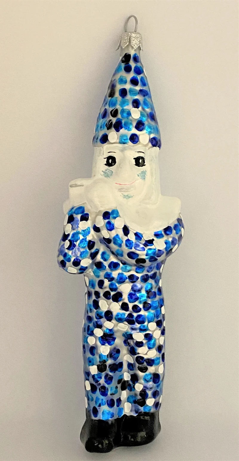 Blätzlibajass Basler Fasnachtsfigur, blau/weiss