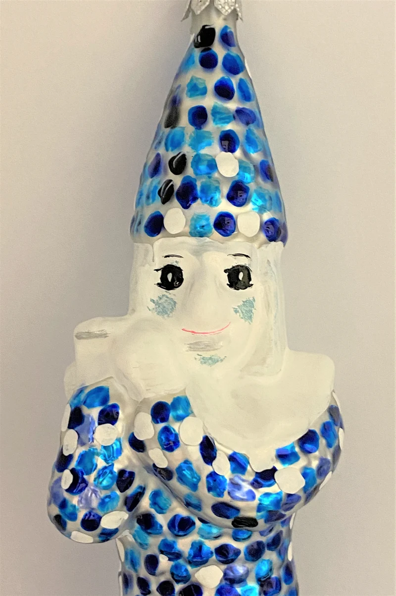 Blätzlibajass Basler Fasnachtsfigur, blau/weiss