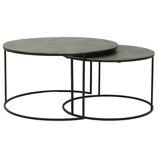 Couchtisch RENGO Textur antik Bronze 2er-Set