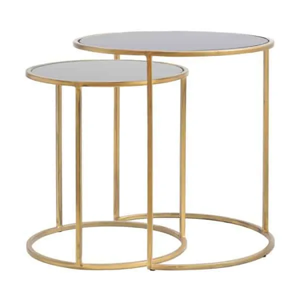 Beistelltisch DUARTE Gold SMOKE Glas 2er-Set