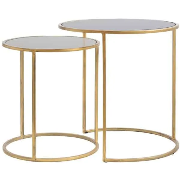 Beistelltisch DUARTE Gold SMOKE Glas 2er-Set