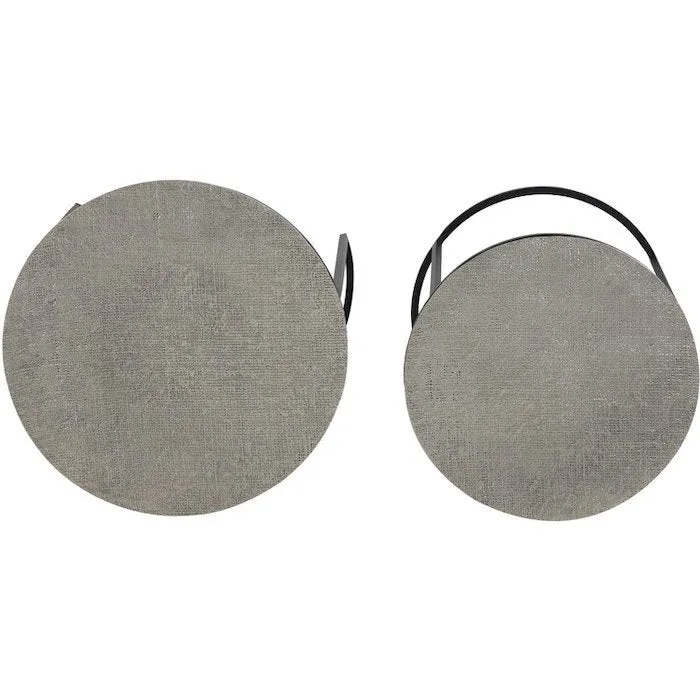 Beistelltisch RENGO Textur antik Blei silber 2er-Set