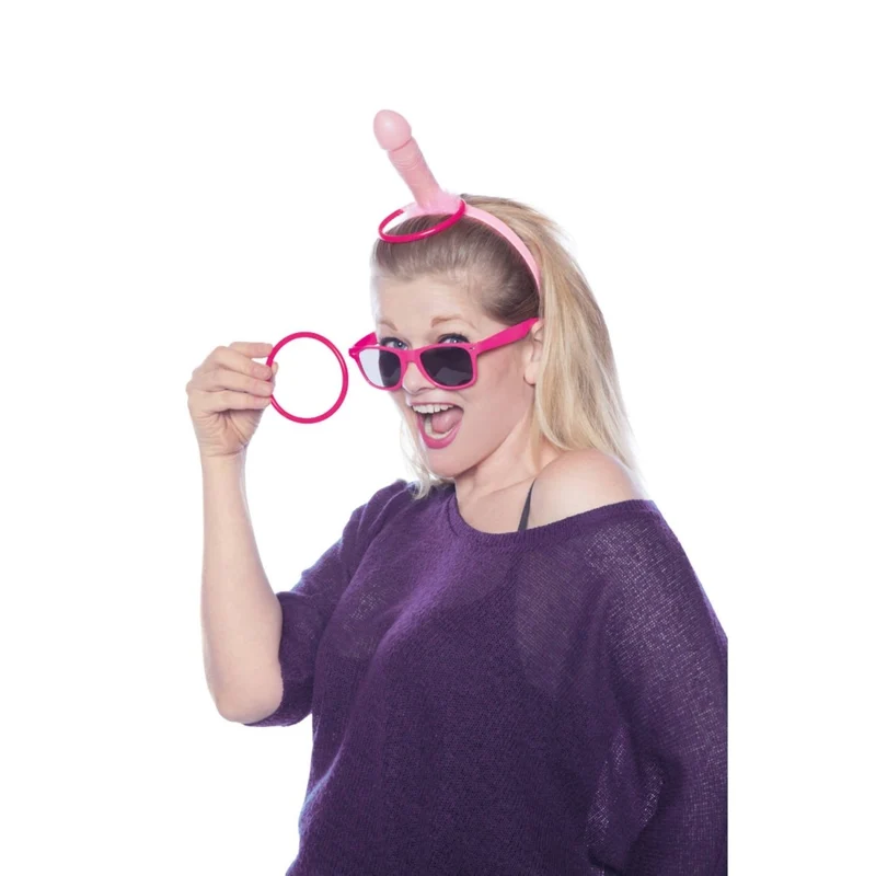 Penis-Tiara, rosa, mit Ringen