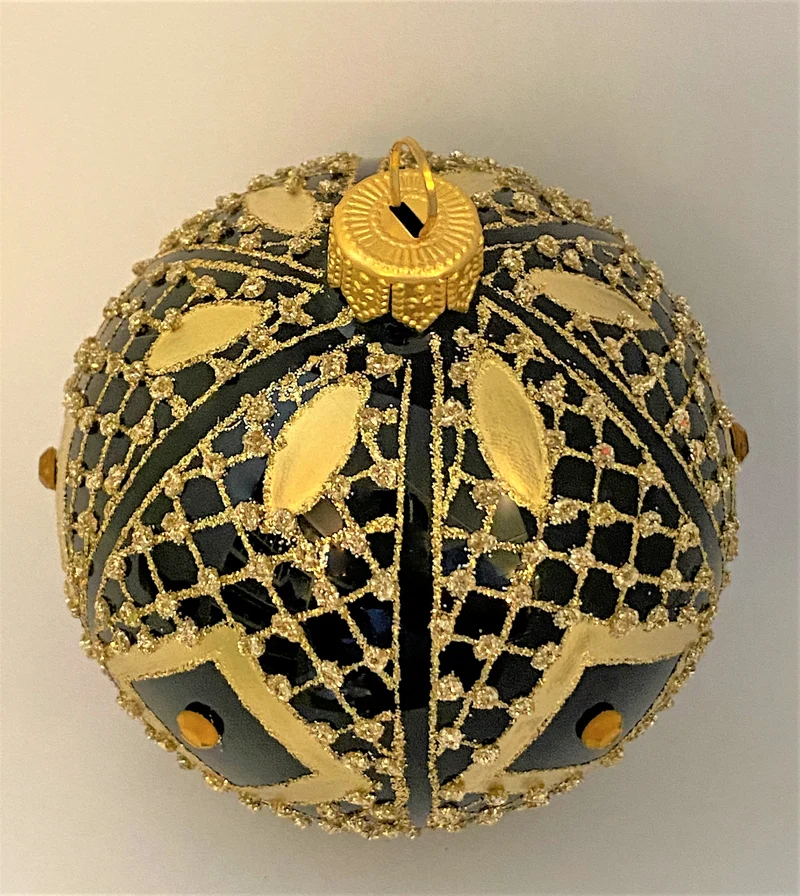 Kugel schwarz mit Gold-Gittermuster