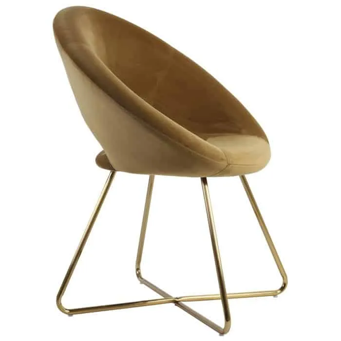 Stuhl CHARLIE Samt Karamel + Gold